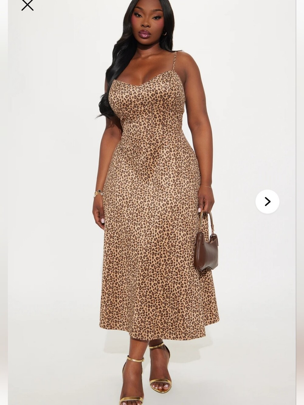 Fashion Nova Leopard Print Slip Midi Dress - Brown/Black